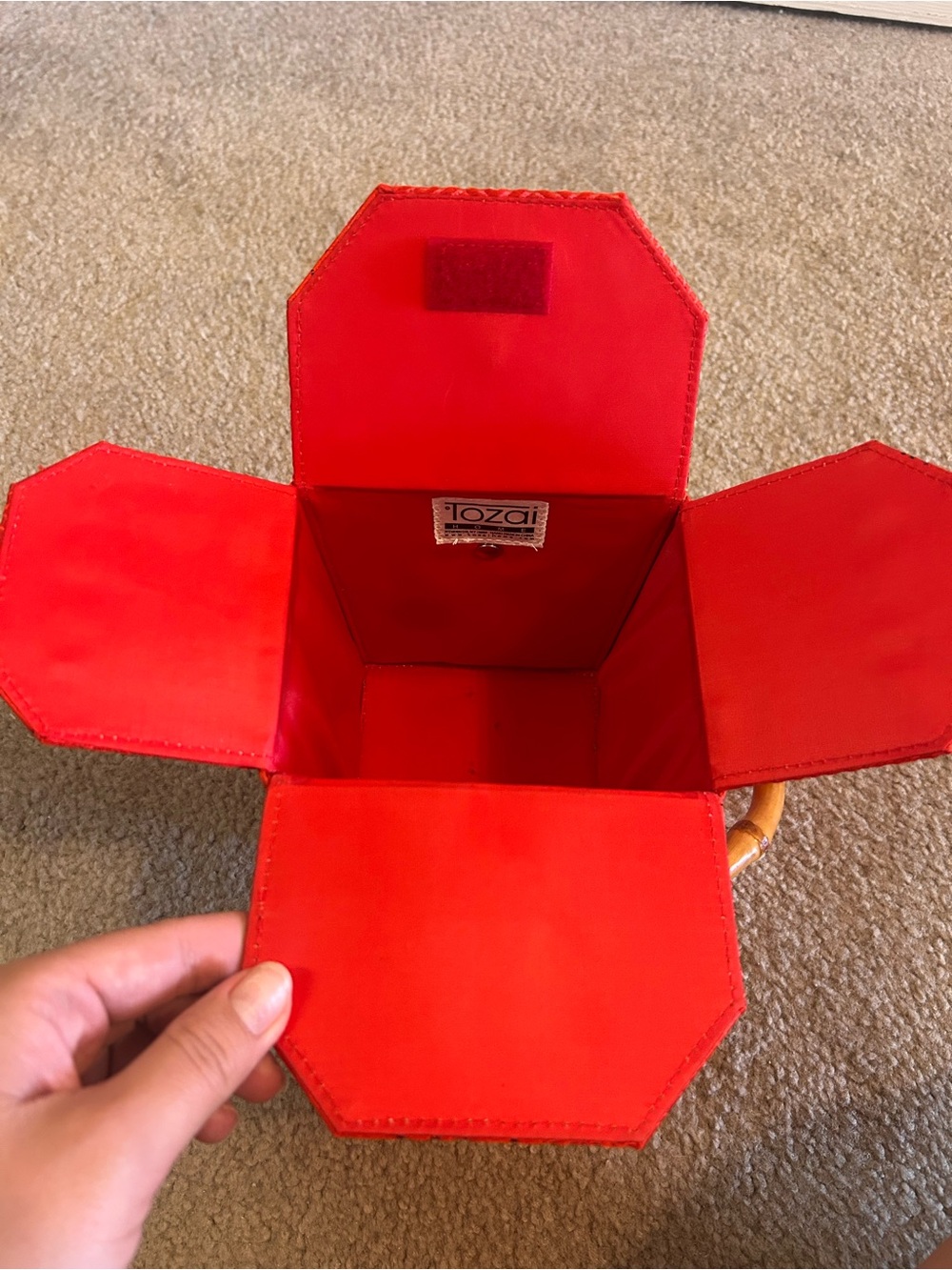 Red Kids Bamboo Handle Box Bag